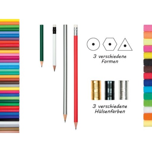Bleistift farbig, ohne Radiergummi