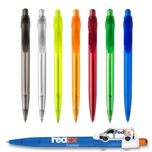 Kugelschreiber mit Individuellem Clip Logoclip-Kugelschreiber Fresh | Schwarz-transparent | blau-schreibend günstig bedrucken lassen
