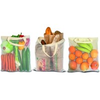Baumwolltasche mit einseitigem Nylon-Netz und 2 kurzen Griffen - 150 g/m² - 38 x 42 cm
