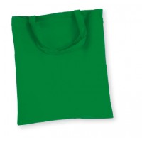 Abbildung einer grünen Baumwoltasche mit kurzen Henkeln, die mit einem Logo bedruckt werden kann.