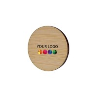 Badge Bamboo Round 40 mm, Magnet, Print in full color
