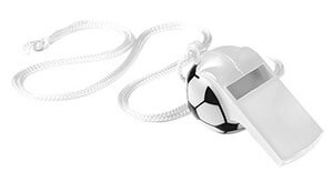Fußball Trillerpfeife weiß mit weißem Bändel