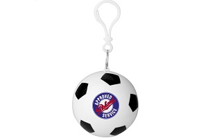 Ein Poncho-Ball im Fußballdesign mit zweifarbigem Logodruck