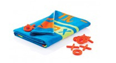 Blaues Strandtuch mit Muster